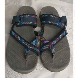 Skechers Blue Women 11 Outdoor Trail River Reggae Sandals Resort Wear Travel